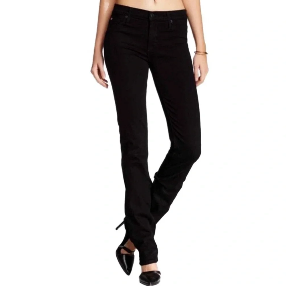 Hudson Jeans Tilda Jet Black Mid Rise Straight 5 Pocket Womens Size 30 X 35 Tall